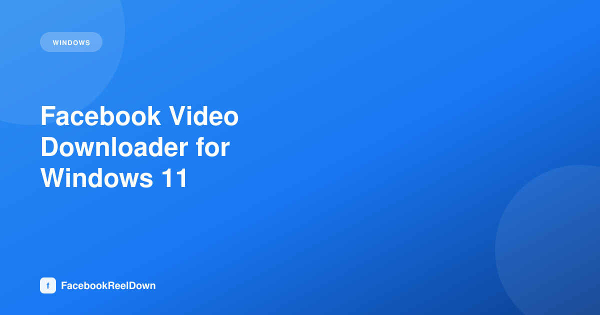 Facebook Video Downloader for Windows 11 (No Install Needed)